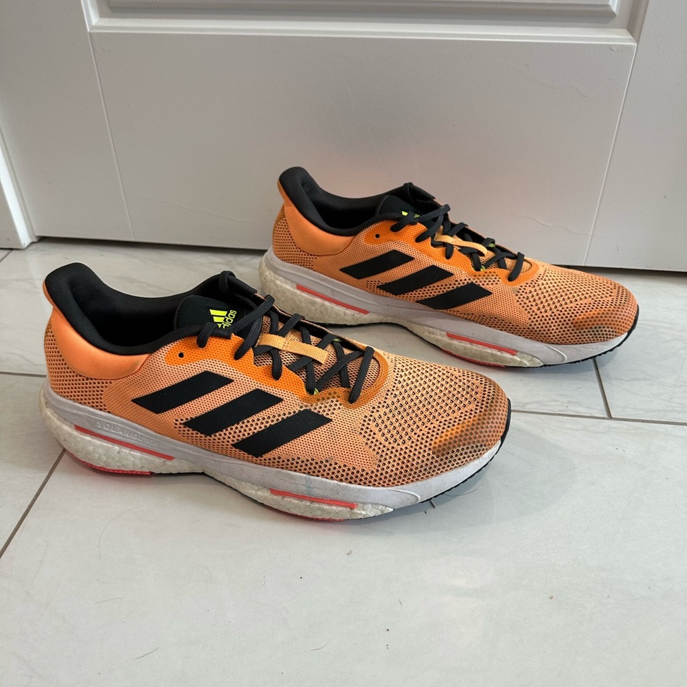 Adidas Orange Black Athletic Shoes with Breathable Mesh